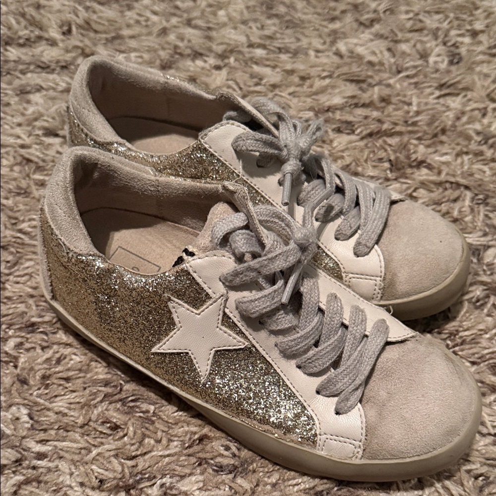 Star Gold and White Girls Sneakers